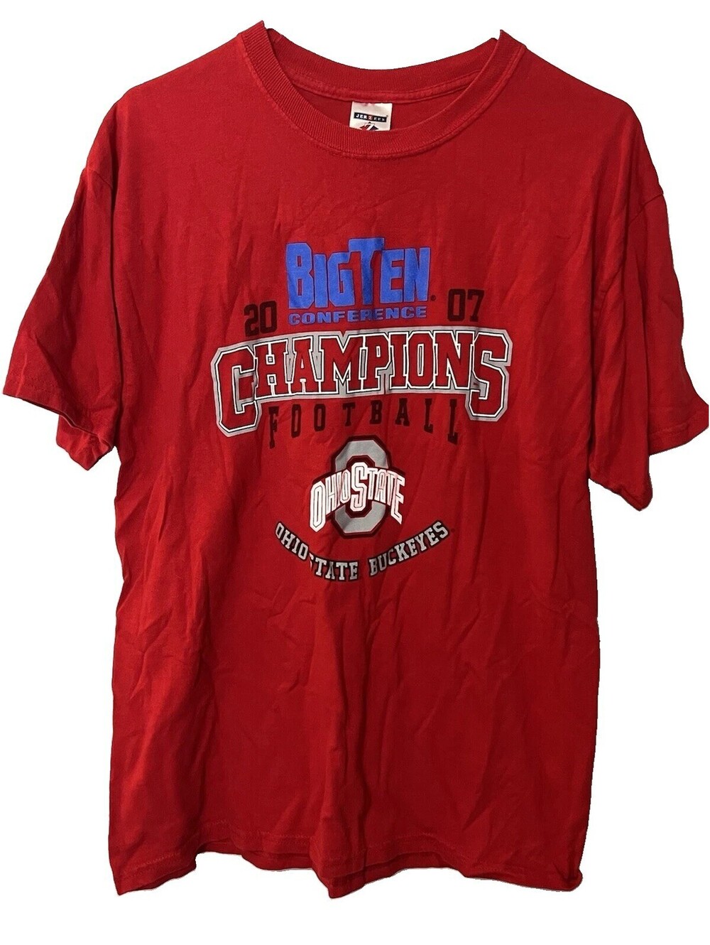 Ohio State Buckeyes 2007 Big Ten Champions Football T-shirt Large Jerzees Cotton